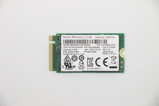 Lenovo (5SS1B60640) SSD, 512G, M.2, 2242, PCIe3X4, UMIS