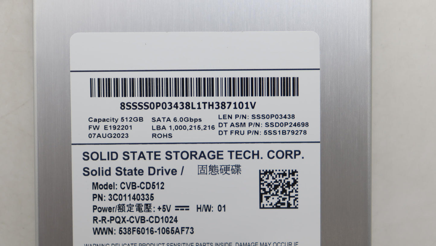 Lenovo Ssd_Asm Lit Cvb 512G 2.5 - 5SS1B79278