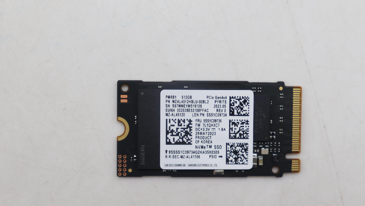 Lenovo SSD 512GB, M.2, 2242, PCIe 4x4, Standard, Samsung - 5SS1C09736