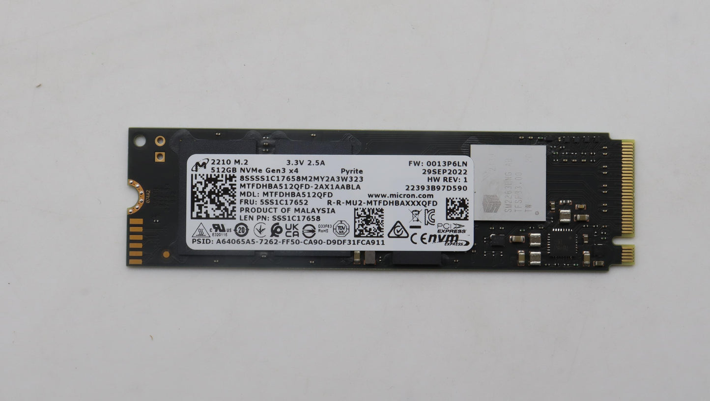 Lenovo SSD 512GB, M.2, 2280, PCIe3X4, MICRON - 5SS1C17652