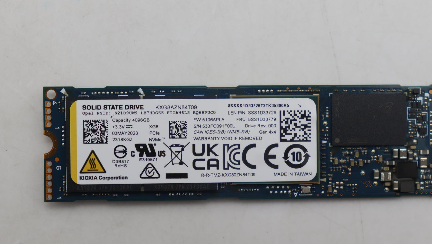 Lenovo 4TB SSD, M.2 2280, PCIe 4x4, OPAL, Kioxia - 5SS1D33779