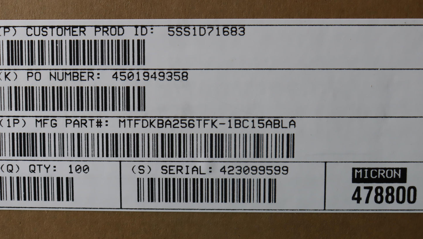 Lenovo 256GB SSD, M.2 2280, PCIe 4x4, OPAL, Micron - 5SS1D71683