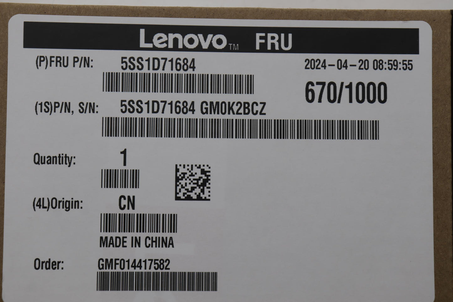 Lenovo SSD, 512GB, M.2 2280, PCIe 4x4, OPAL, Micron - 5SS1D71684