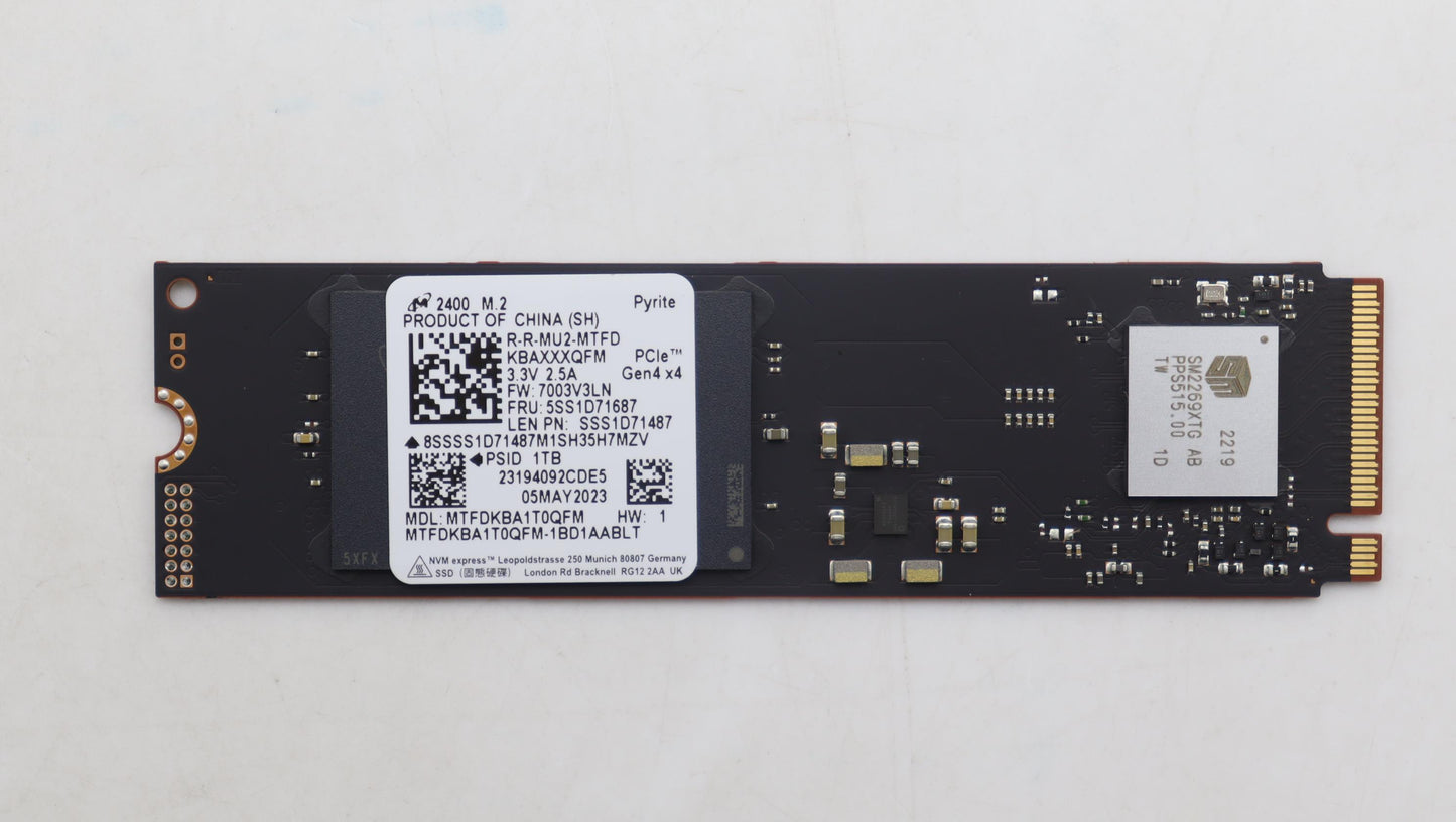 Lenovo Ssd_Asm 1Tb,M.2,2280,Pcie4X4,M - 5SS1D71687