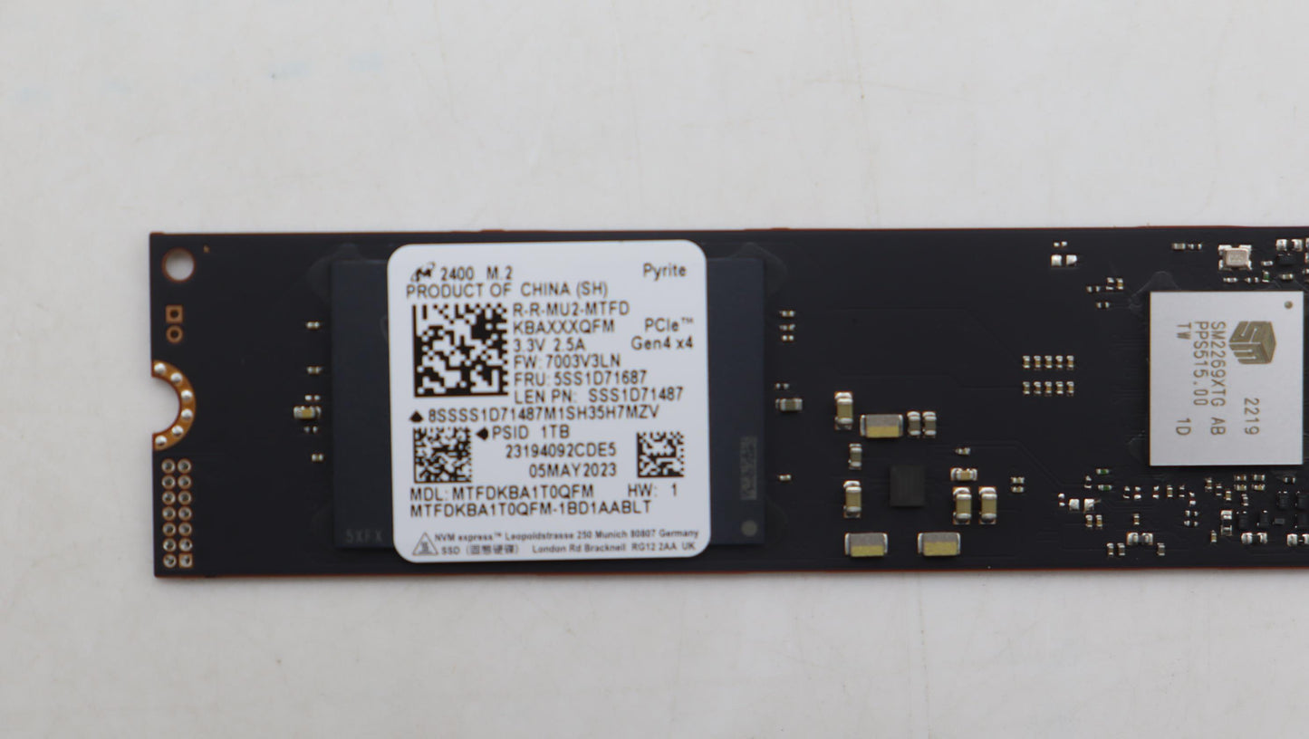 Lenovo Ssd_Asm 1Tb,M.2,2280,Pcie4X4,M - 5SS1D71687