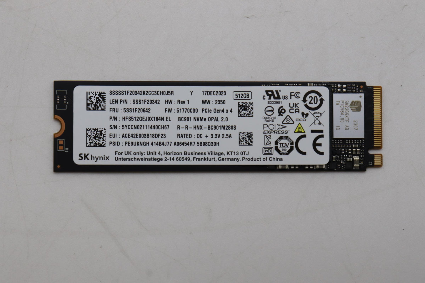 Lenovo Ssd_Asm 512G,M.2,2280,Pcie4X4, - 5SS1F20642