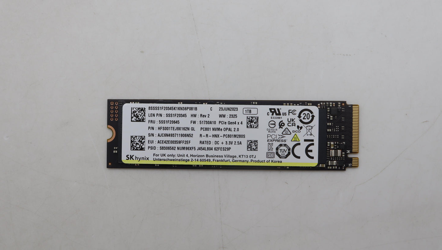 Lenovo 1TB SSD, M.2, 2280, PCIe 4x4, OPAL, Samsung - 5SS0W79571
