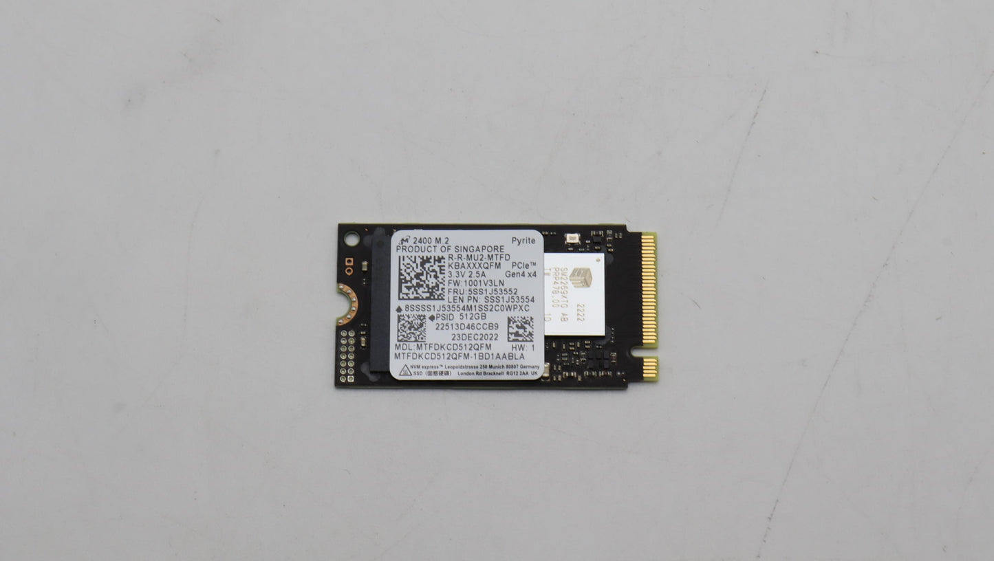 Lenovo Ssd Mic 2400 512G 2242 Pcie G4 - 5SS1J53552