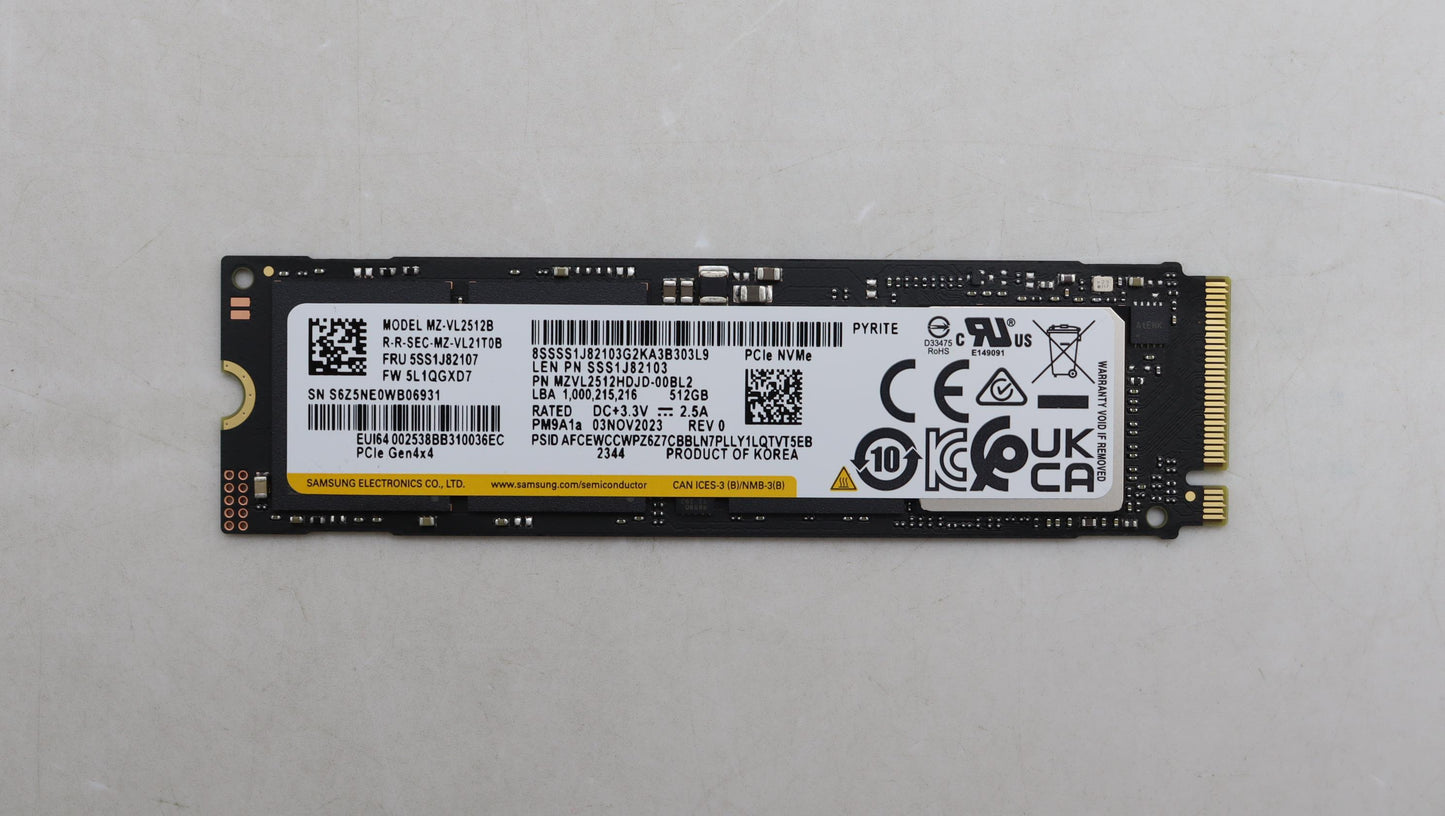 Lenovo Samsung Pm9A1A 512Gb 228 - 5SS1J82107
