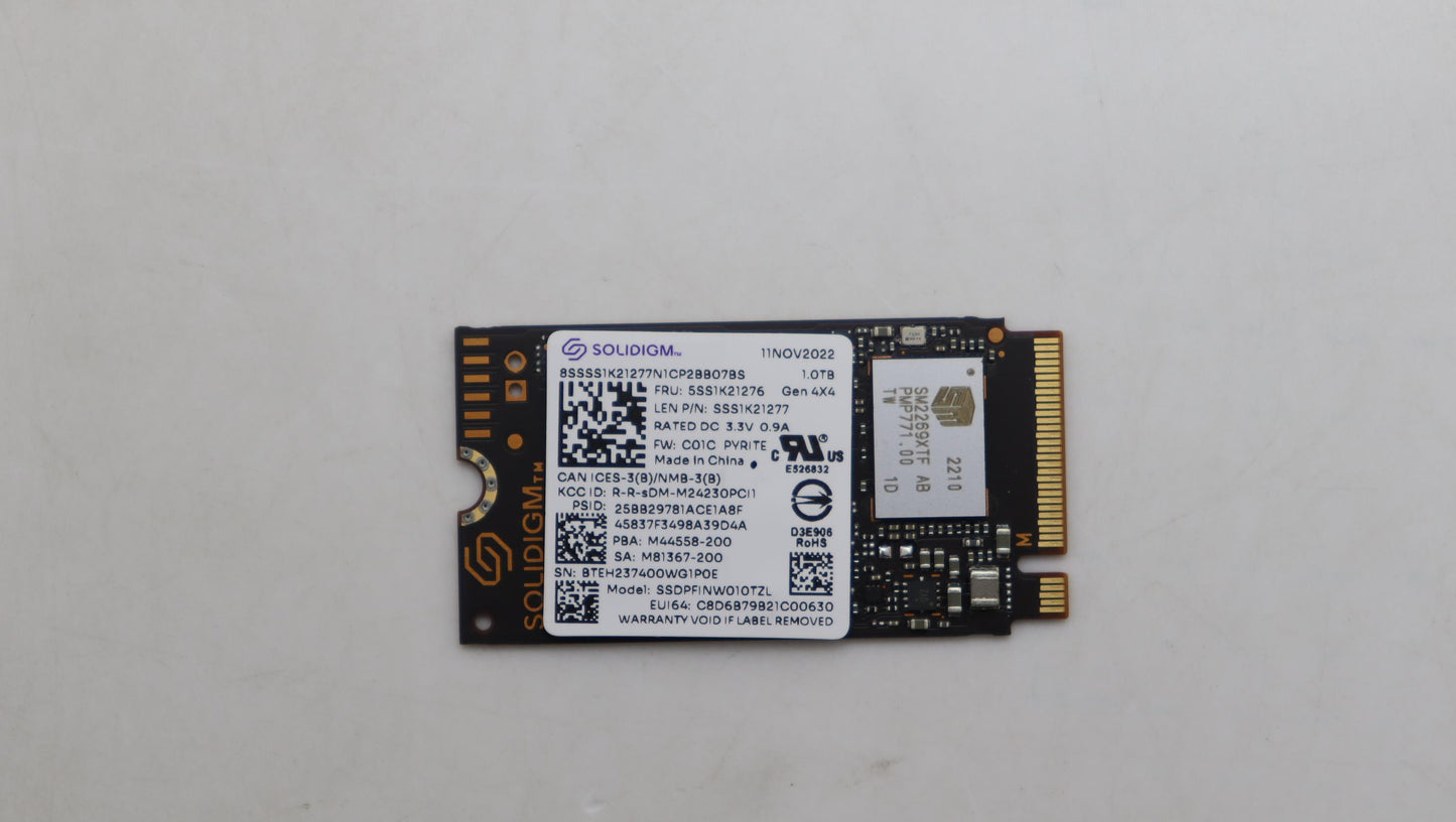 Lenovo Ssd Sol Echo Harbor 1T 2242 Pc - 5SS1K21276