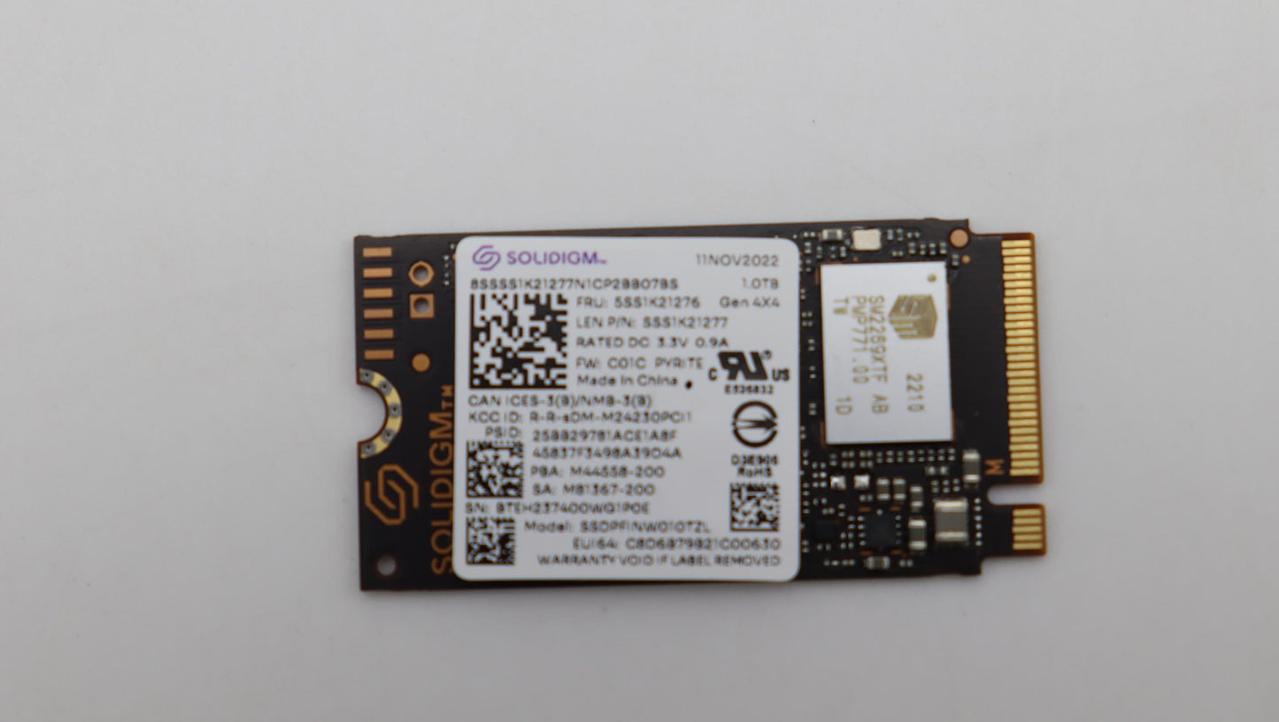 Lenovo Ssd Sol Echo Harbor 1T 2242 Pc - 5SS1K21276
