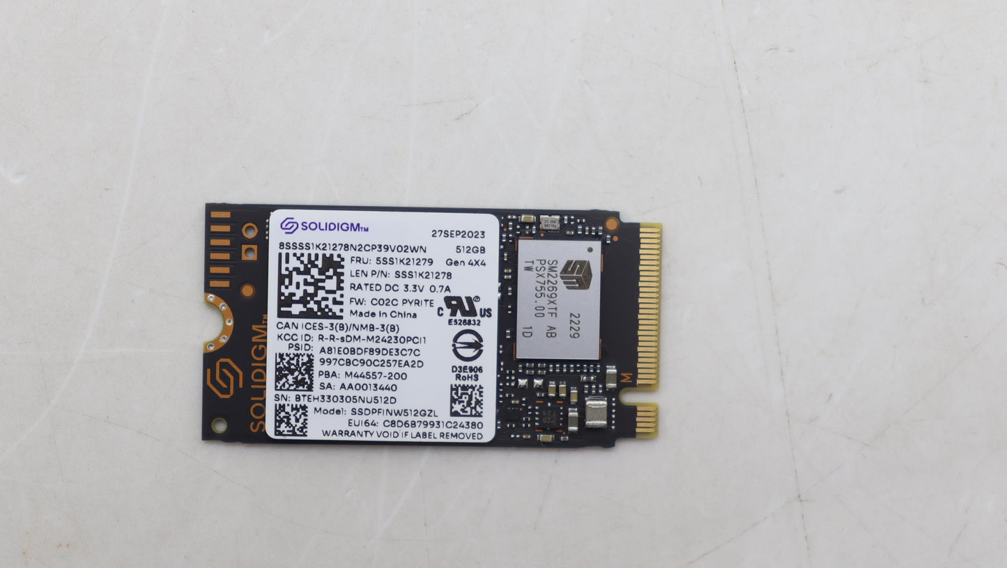 Lenovo Ssd Sol Echo Harbor 512G 2242 - 5SS1K21279