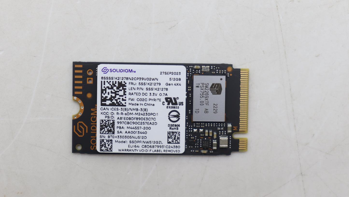 Lenovo Ssd Sol Echo Harbor 512G 2242 - 5SS1K21279