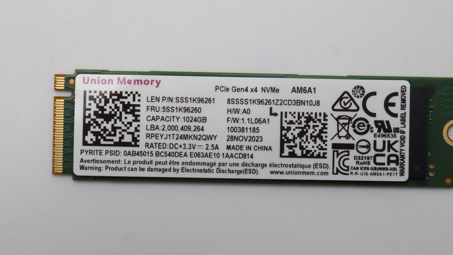 Lenovo Ssd Um Am6A1 1T 2280 Pcie G4V - 5SS1K96260