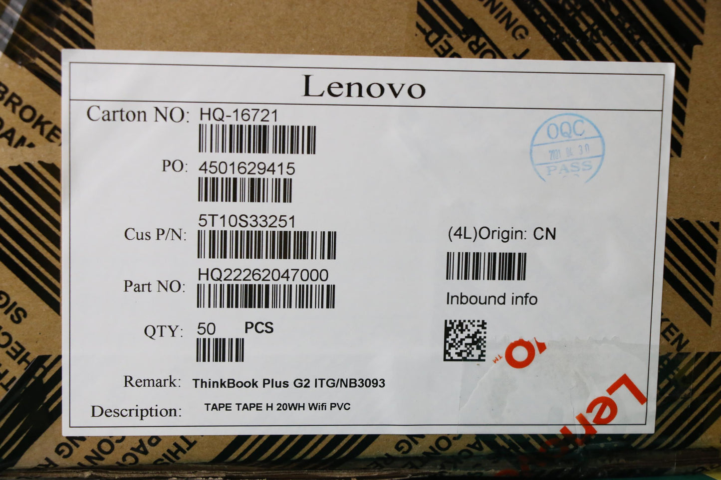 Lenovo Tape Tape H 20Wh Wifi Pvc - 5T10S33251