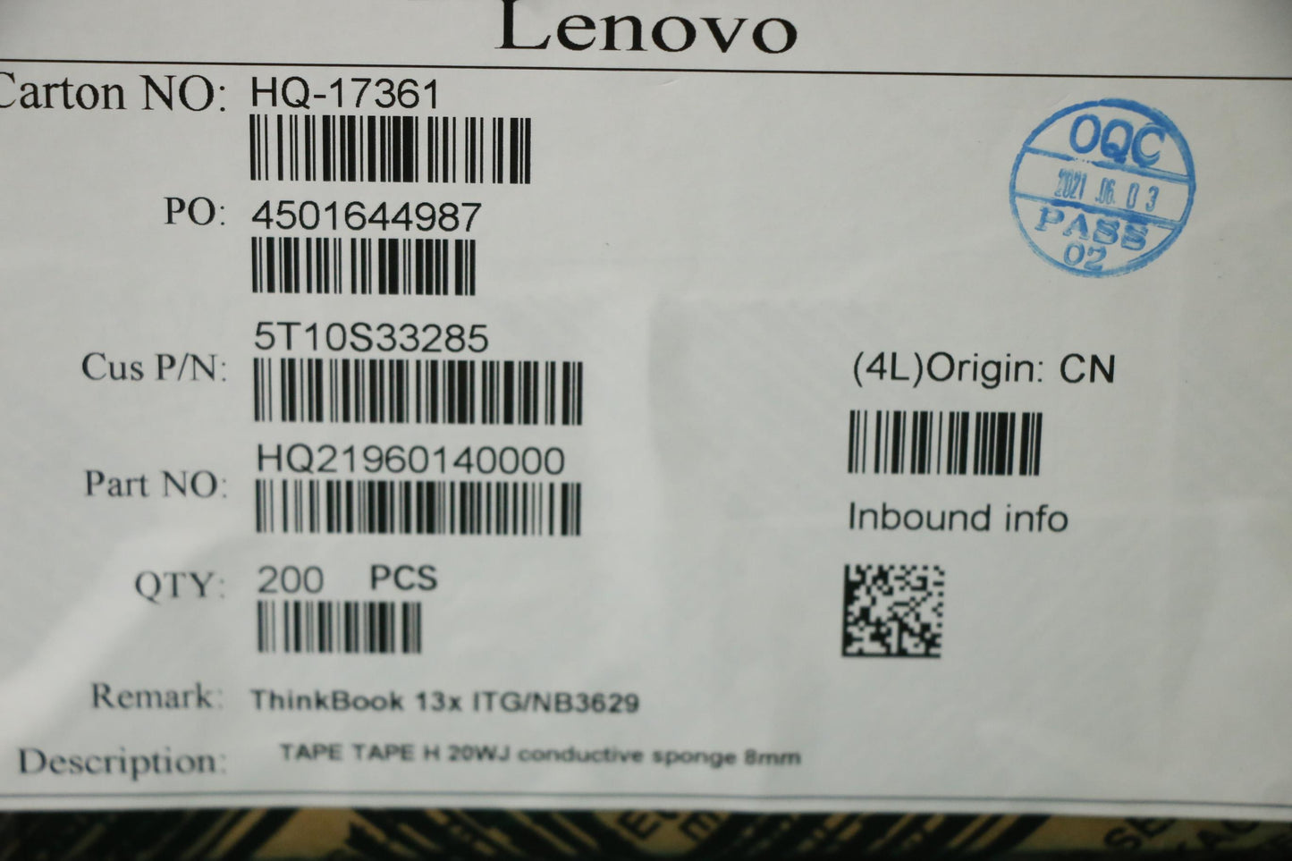 Lenovo Tape Tape H 20Wj Conductive Sp - 5T10S33285