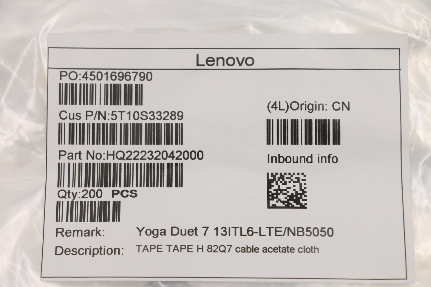 Lenovo Tape Tape H 82Q7 Cable Acetate - 5T10S33289