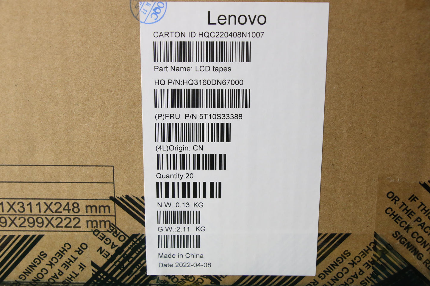 Lenovo Tape Removable Tape H 21Cx(L+R - 5T10S33388