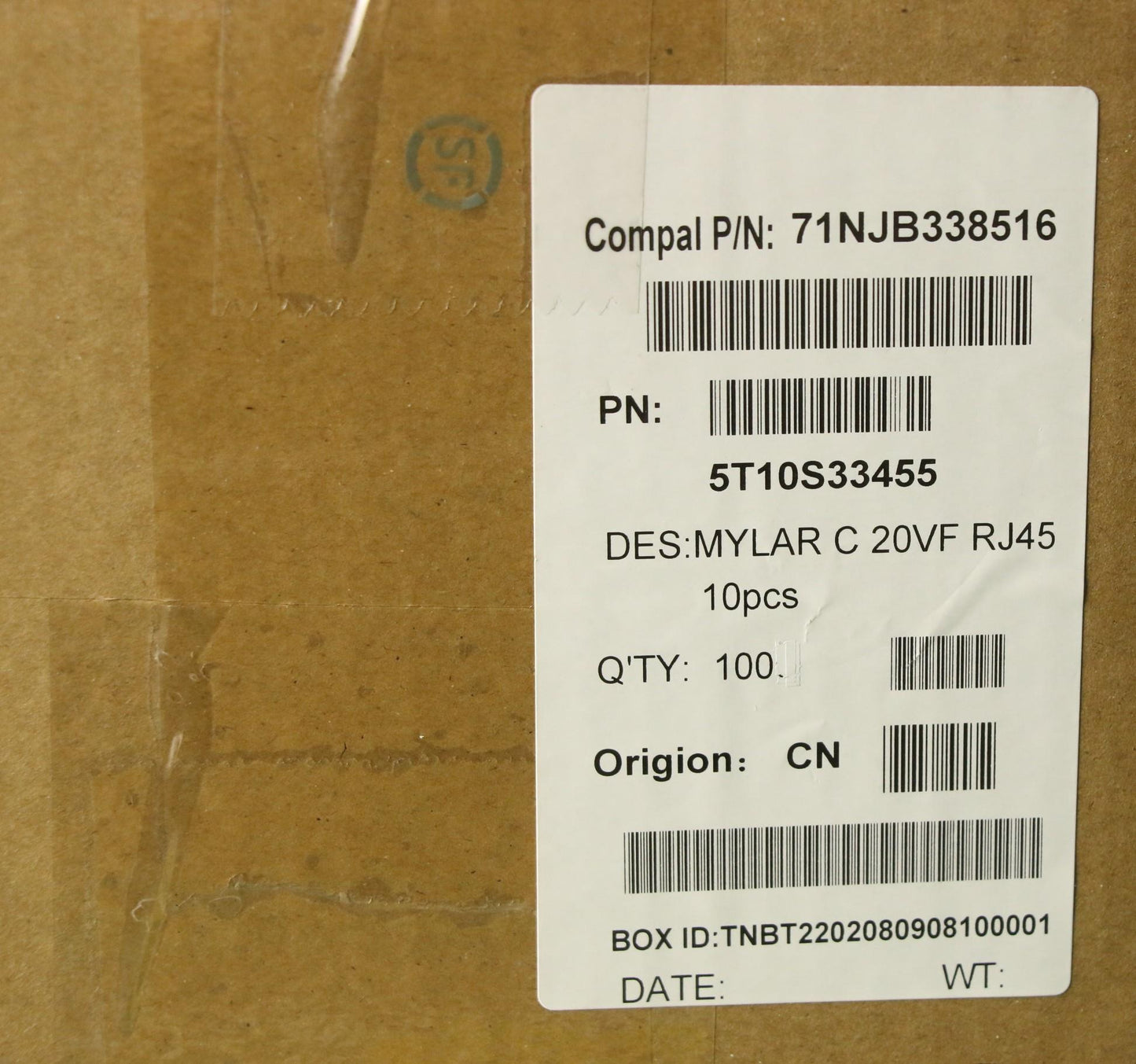 Lenovo Tape Mylar C 20Vf Rj45 10Pcs - 5T10S33455