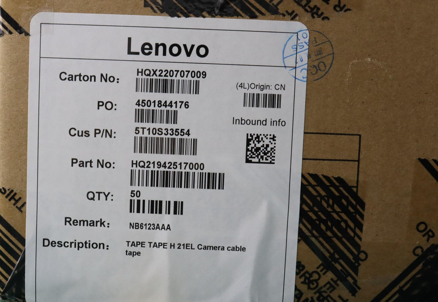 Lenovo Tape Tape H 21El Camera Cable - 5T10S33554