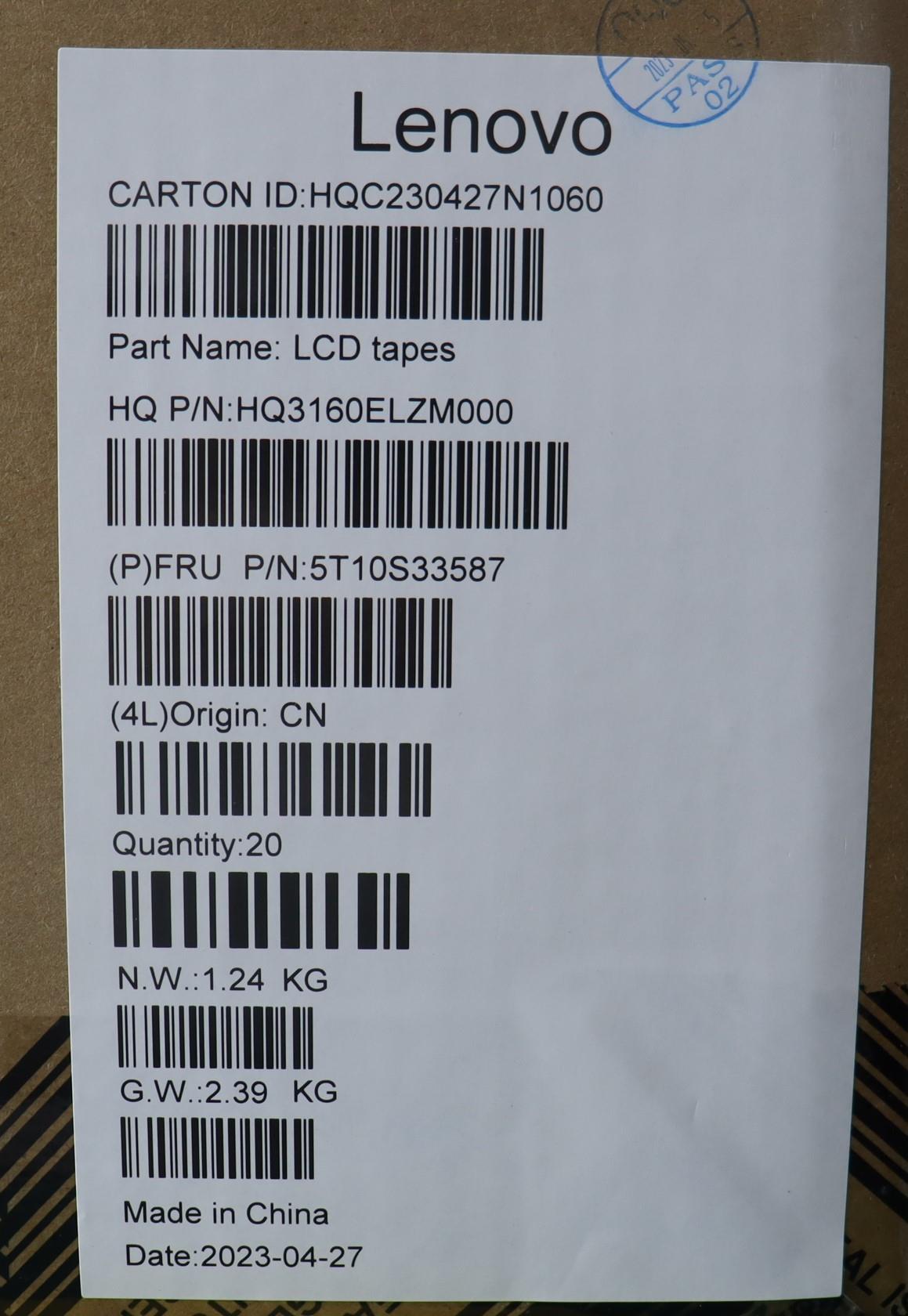 Lenovo Tape Removable Tapeh82Wv(L+R+O - 5T10S33587