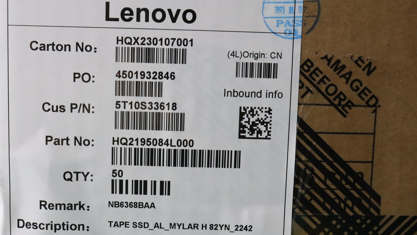 Lenovo Tape Ssd_Al_Mylar H 82Yn_2242 - 5T10S33618