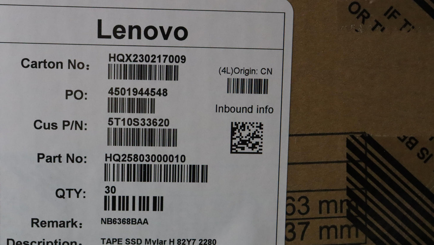 Lenovo Tape Ssd Mylar H 82Y7 2280 - 5T10S33620