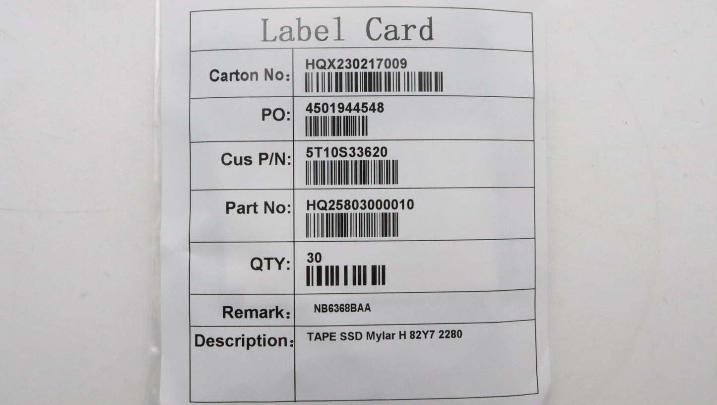 Lenovo Tape Ssd Mylar H 82Y7 2280 - 5T10S33620