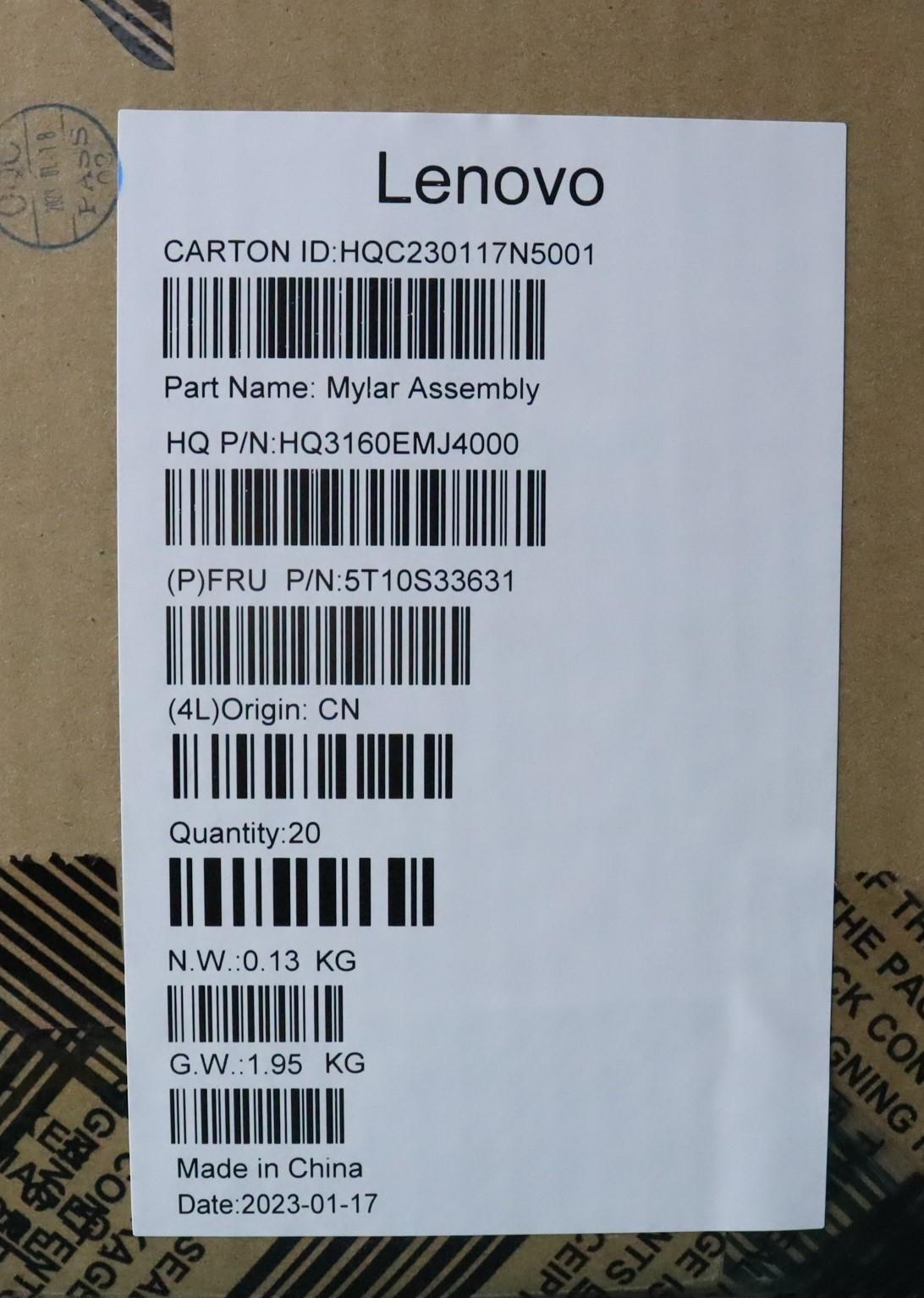 Lenovo Tape D Cover Costmetics Mylar - 5T10S33631
