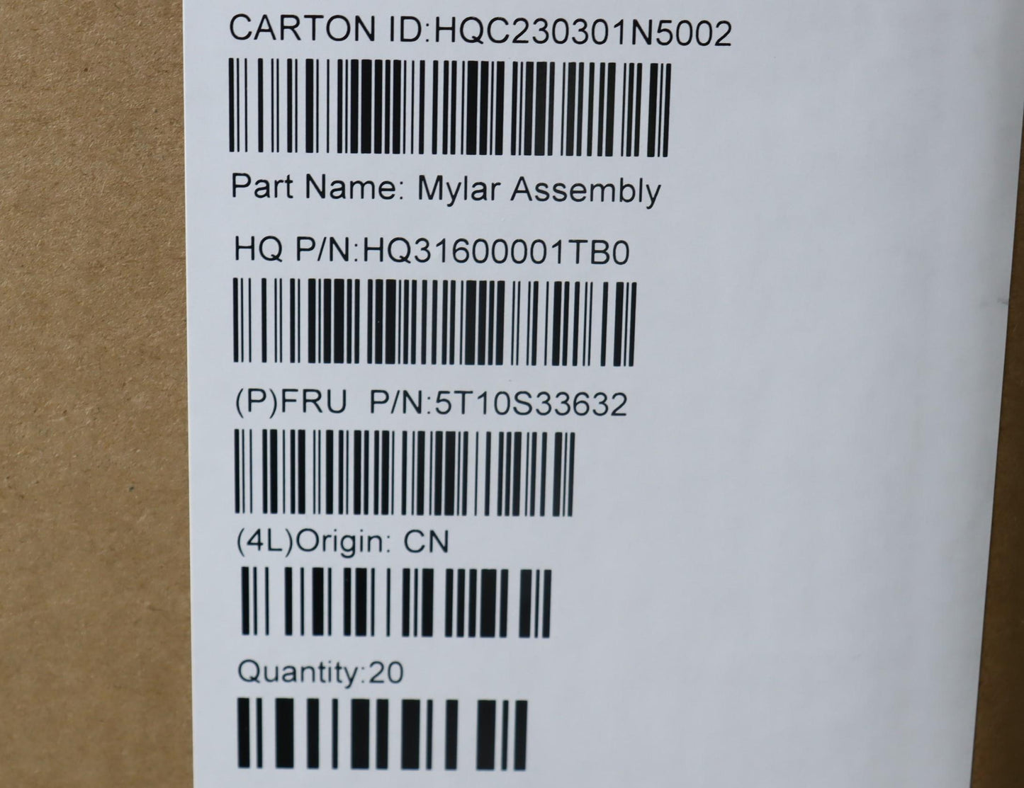 Lenovo Tape D Cover Costmetics Mylar - 5T10S33632