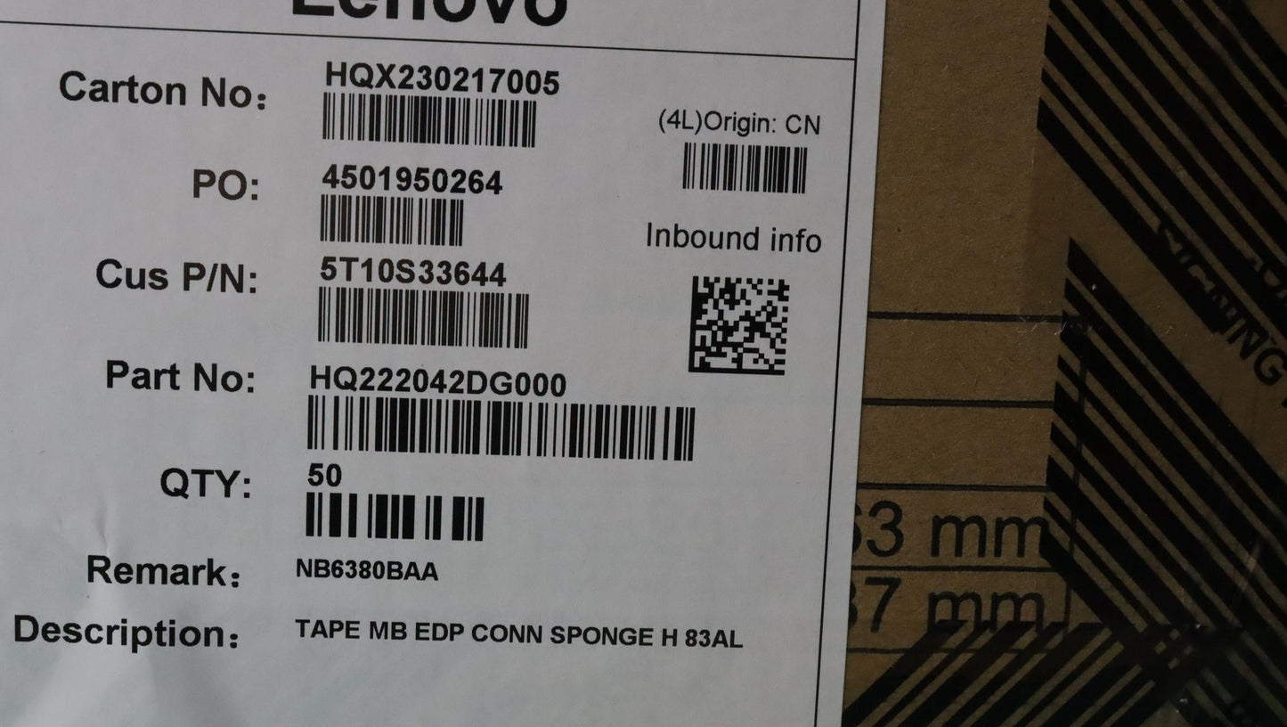 Lenovo Tape Mb Edp Conn Sponge H 83Al - 5T10S33644