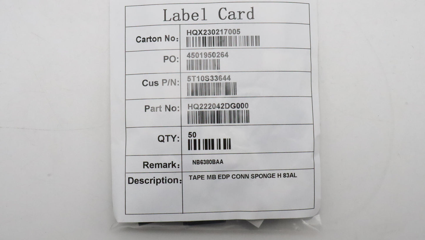 Lenovo Tape Mb Edp Conn Sponge H 83Al - 5T10S33644