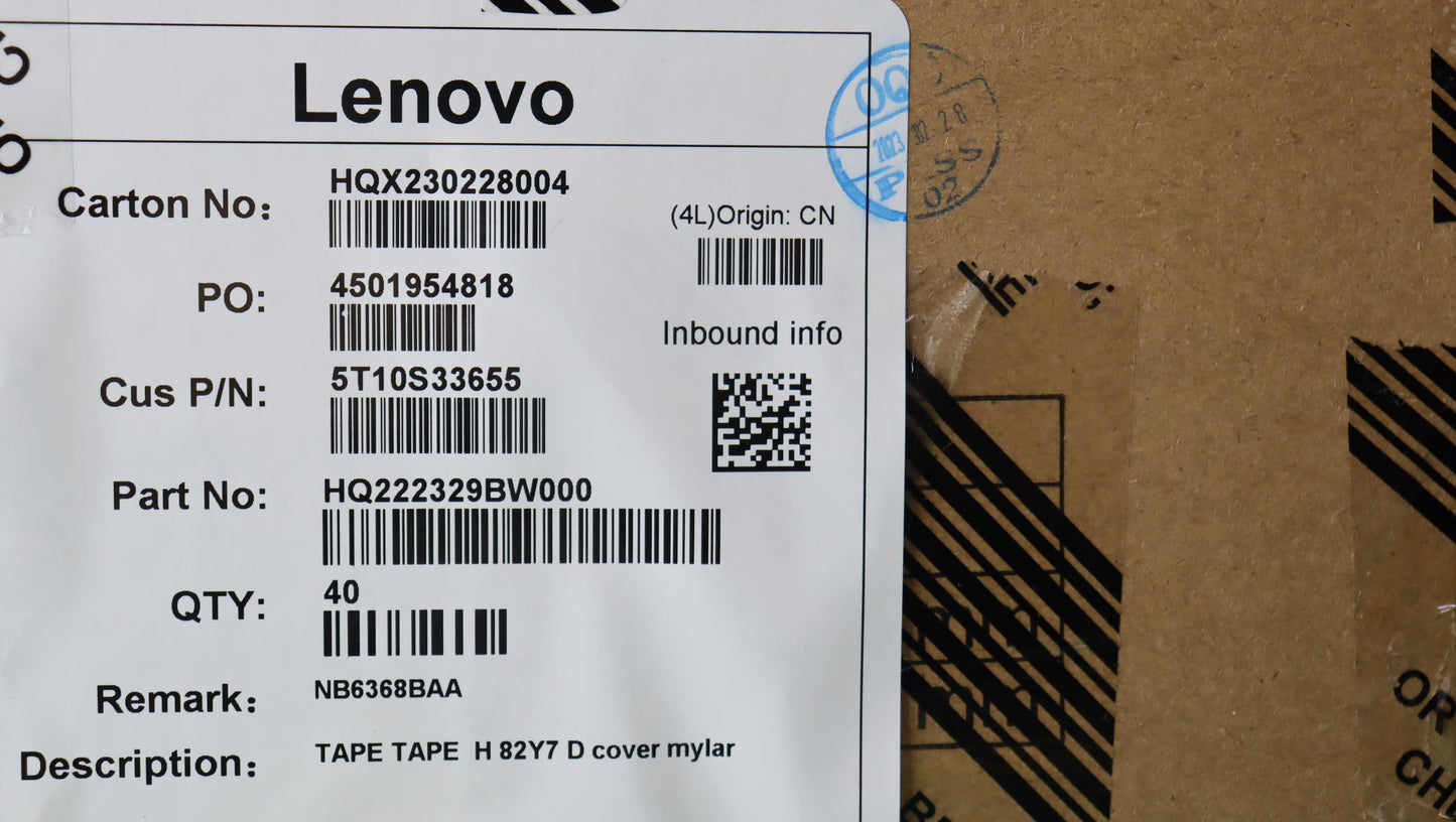 Lenovo Tape Tape H 82Y7 D Cover Mylar - 5T10S33655