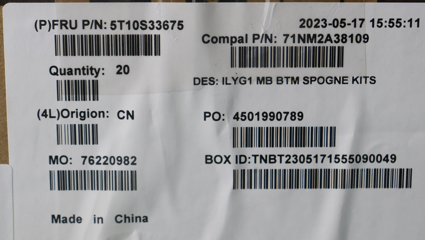 Lenovo Tape Mb Btm Sponge C 82Y3 10Pc - 5T10S33675