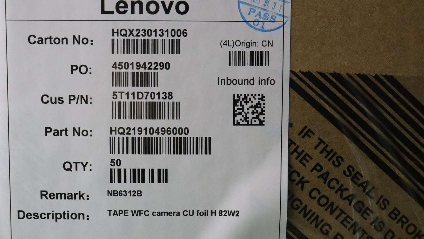 Lenovo Tape Wfc Camera Cu Foil H 82W2 - 5T11D70138