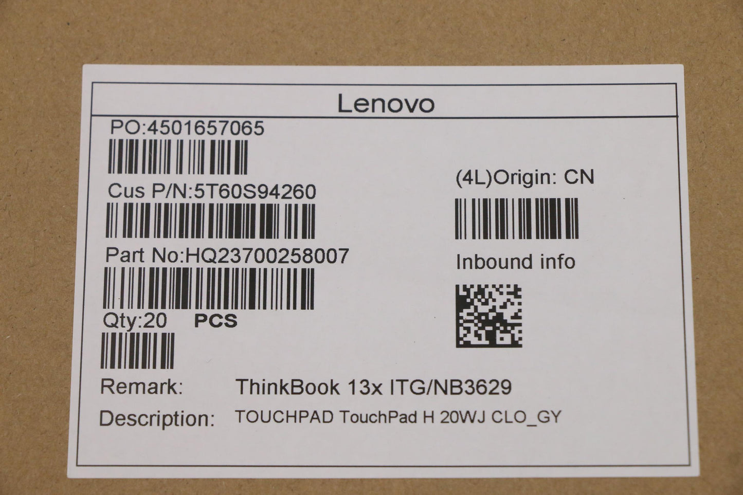 Lenovo Touchpad Touchpad H 20Wj Clo_G - 5T60S94260