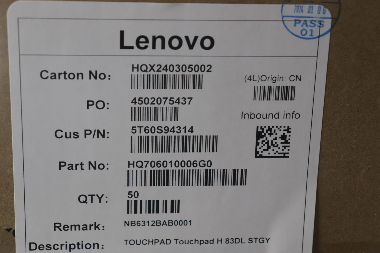Lenovo Touchpad Touchpad H 83Dl - 5T60S94314