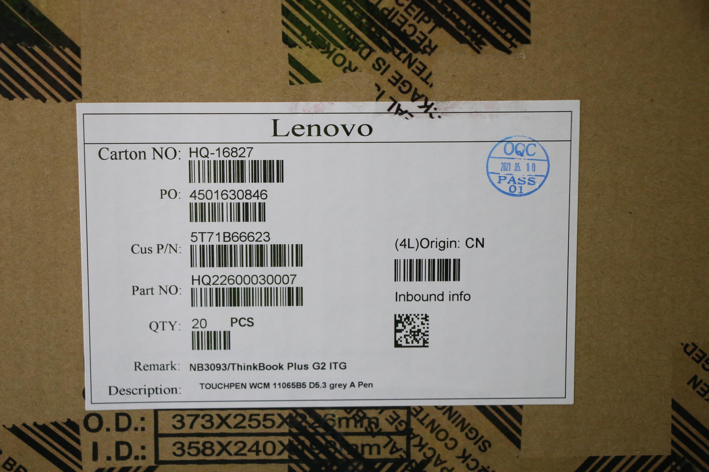 Lenovo Touchpen Wcm 11065B5 D5.3 Grey - 5T71B66623