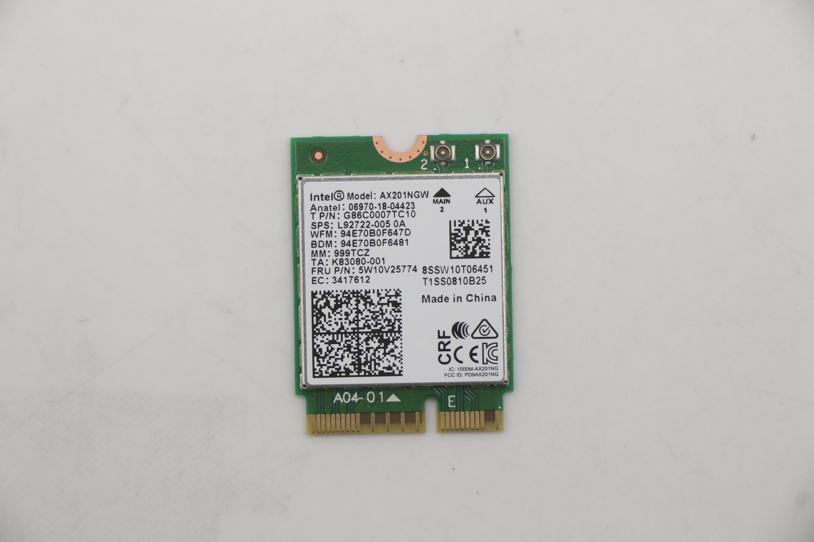 Lenovo AX201 Combo Wireless Module, Internal, No VP - 5W10V25774