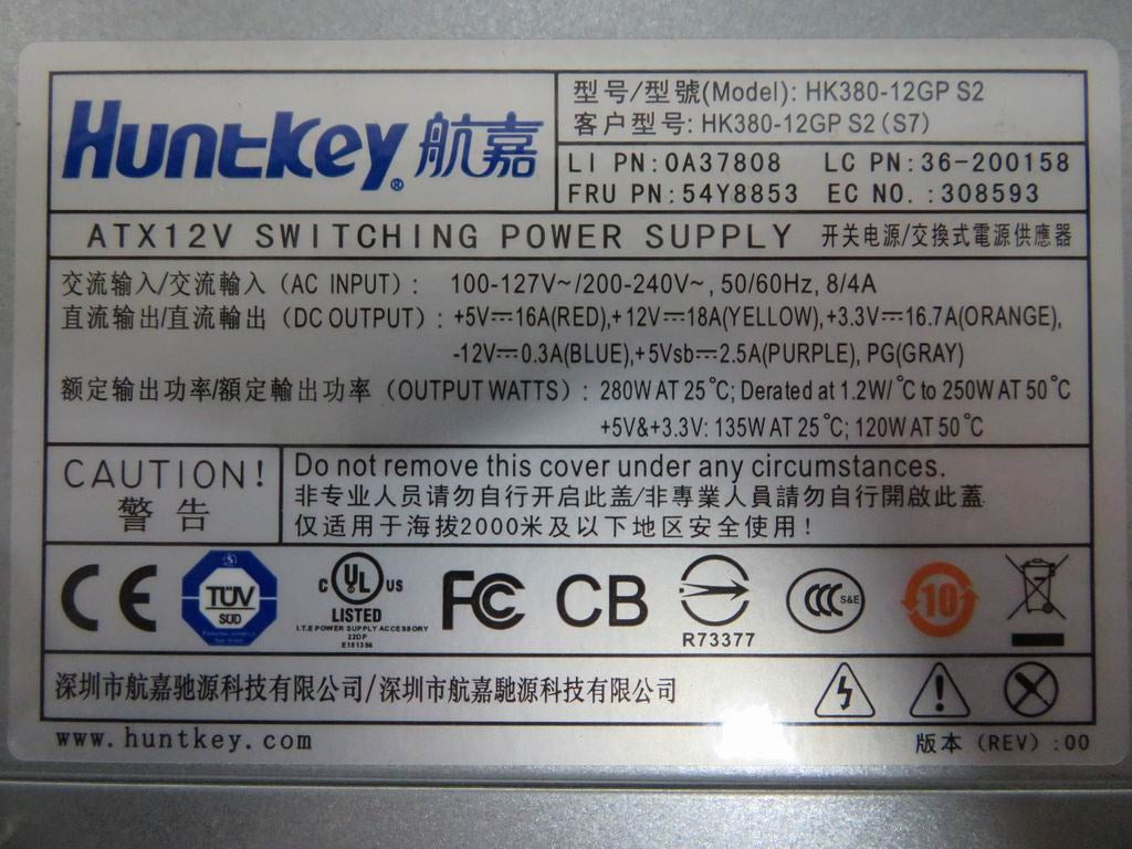 Lenovo 36200158 Psu Huntkey Hk380-12Gp S2(S7)