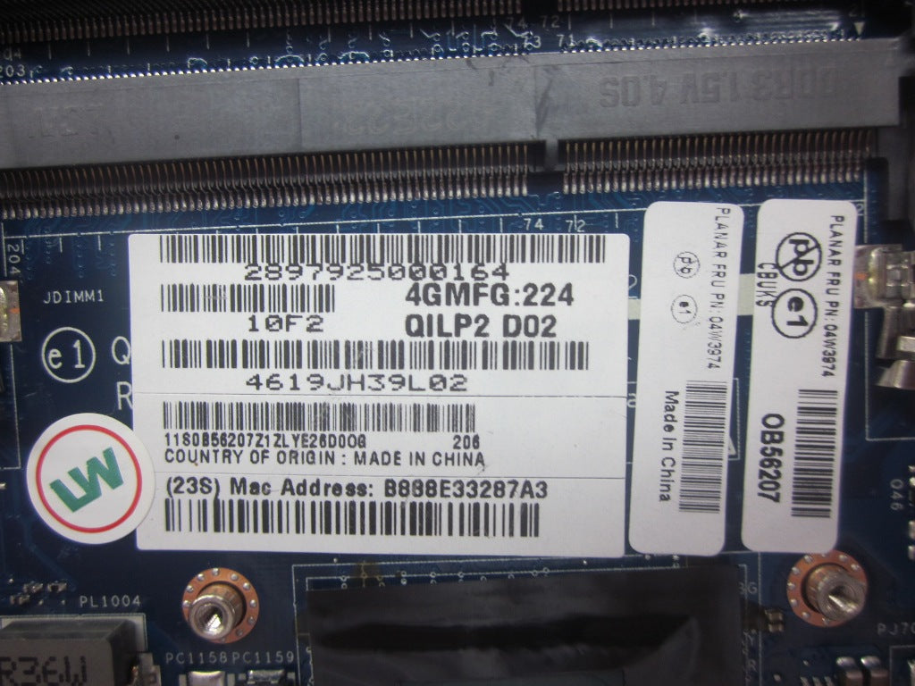 Lenovo Bdplanar Nok.I7-3520M.Dis-2Gb. - 04W3974