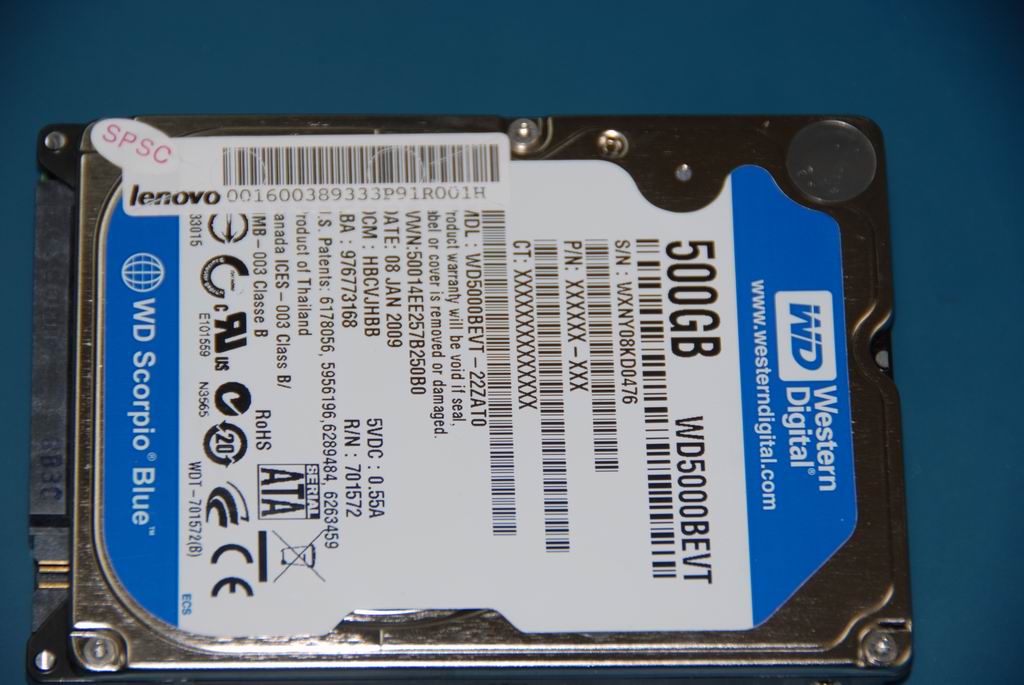 Lenovo 16003893 Hdd 500G 2.5 Wd Wd5000Bevt