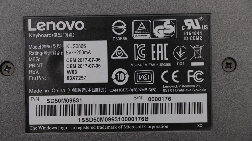 Lenovo 03X7297 Lenovo Usb Smartcard Keyboard