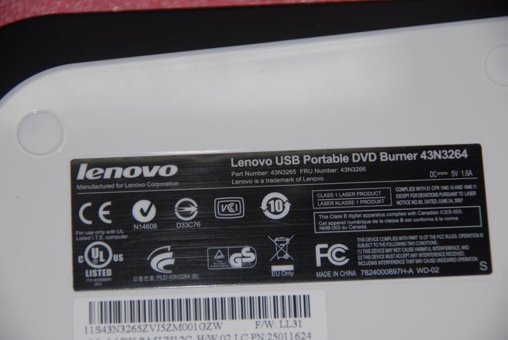 Lenovo 25011624 Dvdrw(W) Plds Dy-8A5Uh Slim Ex