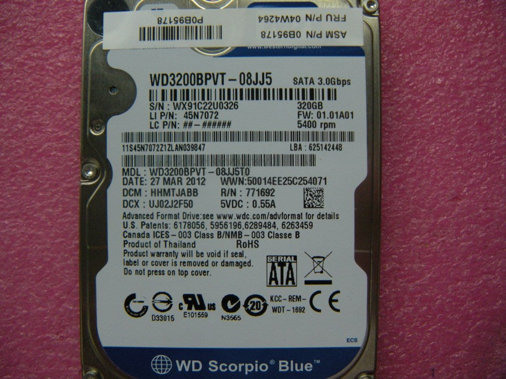 Lenovo Disk Tray-Lwgg 5400Rpm 320Gb 9 - 04W4264