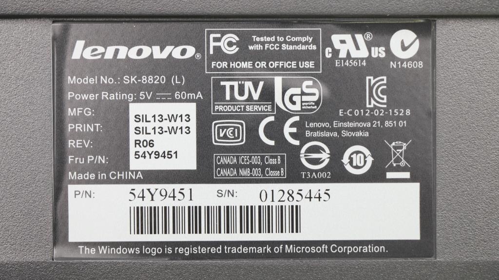 Lenovo Kb Keyboards External - 54Y9451