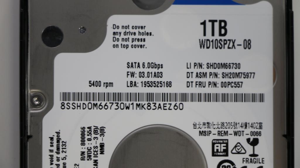 Lenovo Hddasm Hdd1Tb540095Mmwdsatastd - 00HM753