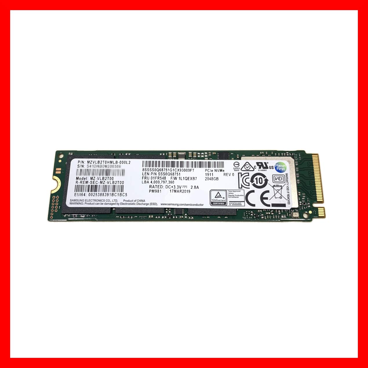 Lenovo (01FR548) Samsung PM981 2TB SSD, M.2 2280 PCIe