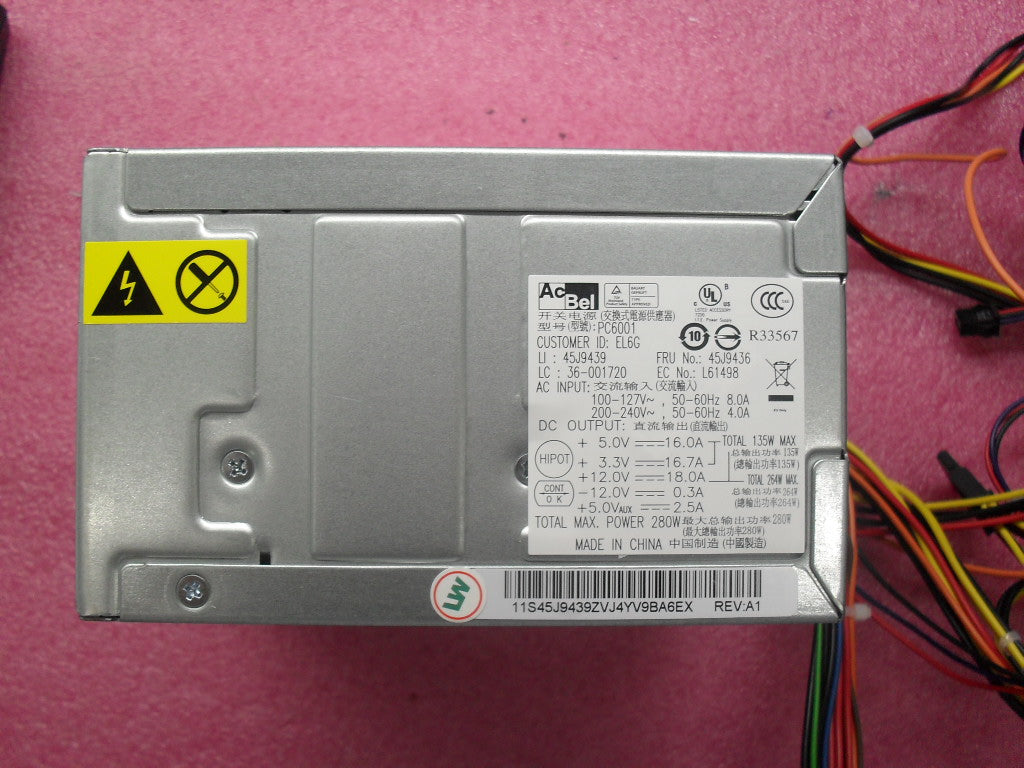 Lenovo 45J9436 Cru280W Atx Power Supply