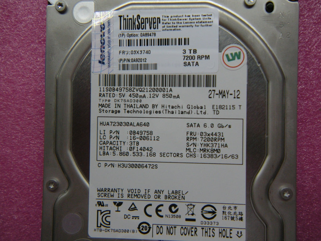 Lenovo 03X3740 Driven Nhs 3Tb 6Gb/S 3.5